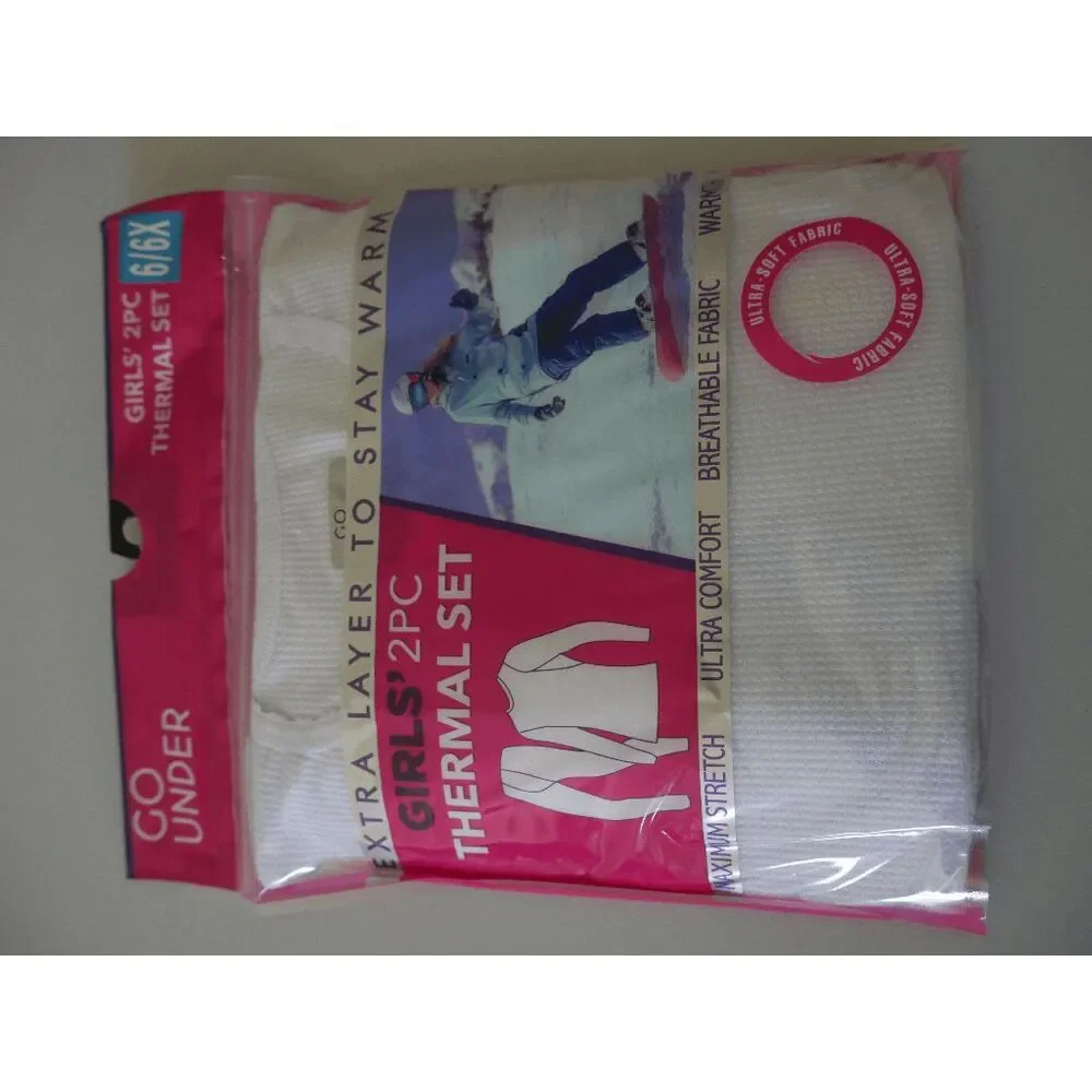 GO UNDER Girls 2PC Thermal Set WHITE Base Layer Ultra-Soft Size M 7/8